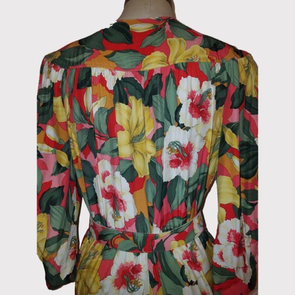 Vtg 80s Carol Anderson Tropical Floral Jumpsuit S - Picture 7 of 8